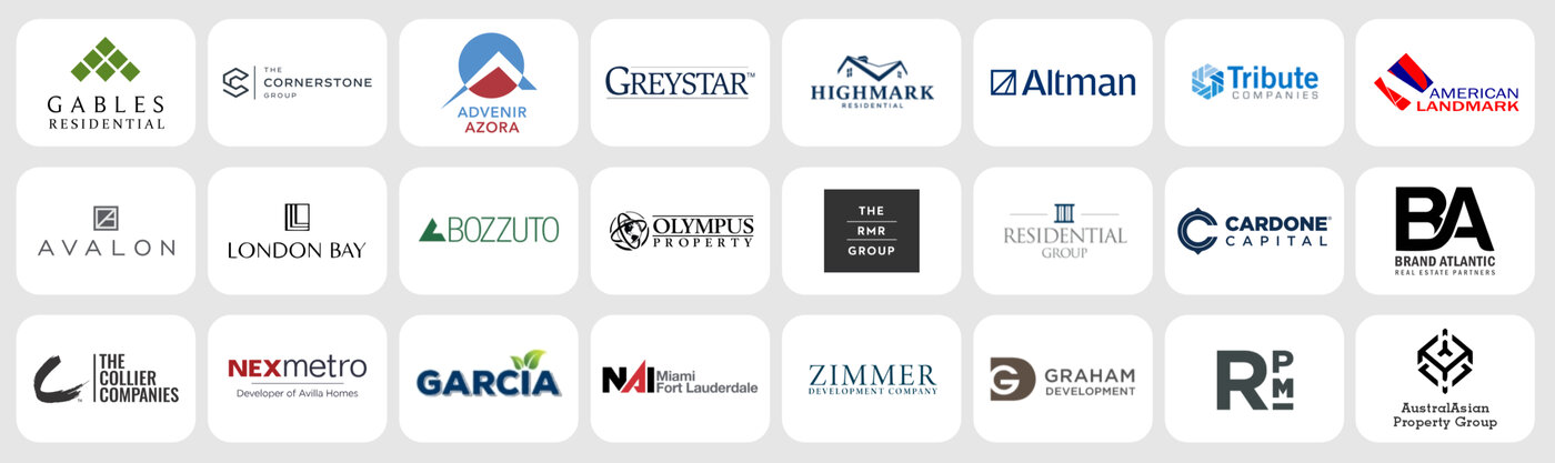 Logos of multifamily developers and property managers SignJive works with